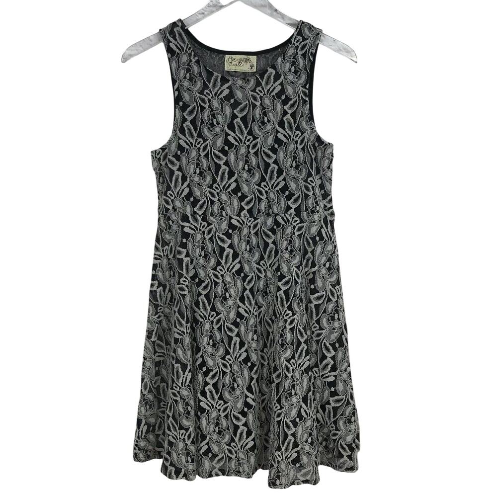 Free People Black & Gray Floral Forever and Ever Lace Slip Dress Size XS